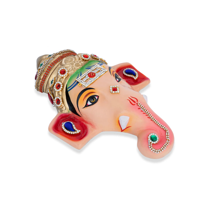 Stone Decorative Ganesha Face - 11 X 7.5 Inches | Ganpati Face/ Paper Mache Decorative Face For Deity