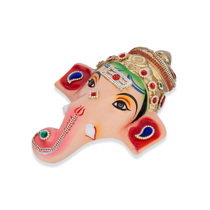 Stone Decorative Ganesha Face - 11 X 7.5 Inches | Ganpati Face/ Paper Mache Decorative Face For Deity