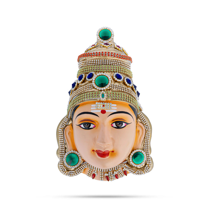 Stone Decorative Murugan Face - 9 X 5 Inches | Paper Mache Decorative Face For Deity