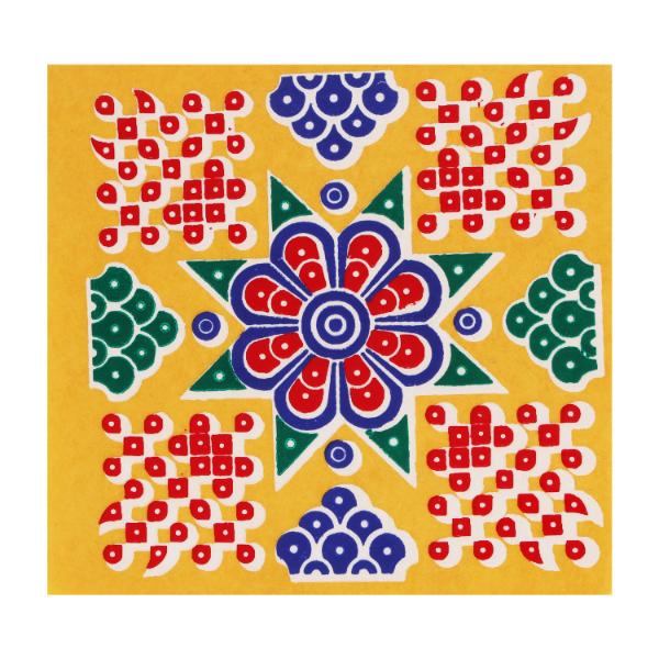 Rangoli Sticker - 4 x 4 Inches | Muggulu Sticker/ Colour Rangoli Sticker for Floor/ Assorted Design