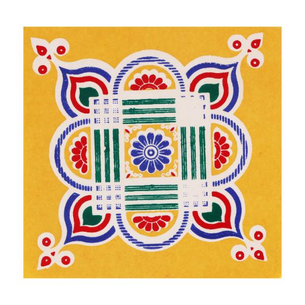Rangoli Sticker - 4 x 4 Inches | Muggulu Sticker/ Colour Rangoli Sticker for Floor/ Assorted Design