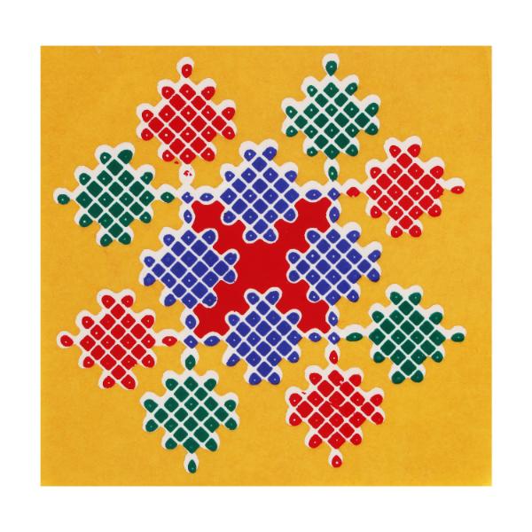 Rangoli Sticker - 4 x 4 Inches | Muggulu Sticker/ Colour Rangoli Sticker for Floor/ Assorted Design