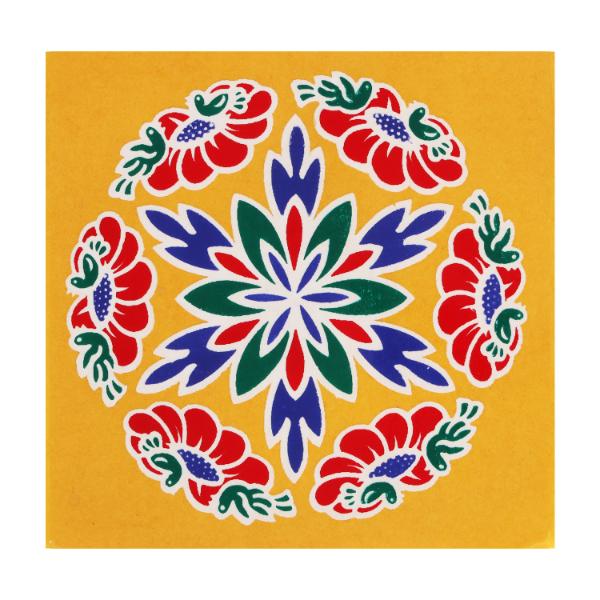Rangoli Sticker - 4 x 4 Inches | Muggulu Sticker/ Colour Rangoli Sticker for Floor/ Assorted Design