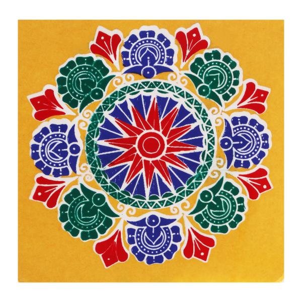 Rangoli Sticker - 4 x 4 Inches | Muggulu Sticker/ Colour Rangoli Sticker for Floor/ Assorted Design