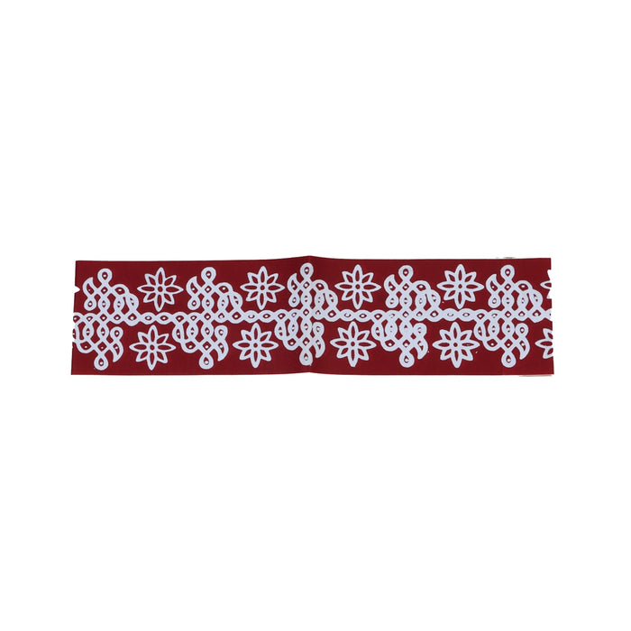 Maroon Kolam Sticker Set - 2.5 x 30 Inches | 4 Pcs/ Border Kolam Stickers/ Muggu Sticker for Home Decor