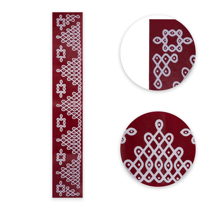 Maroon Kolam Sticker Set - 29.5 X 4 Inches | 4 Pcs/ Muggu Sticker/ Rangoli Sticker For Festival Decoration