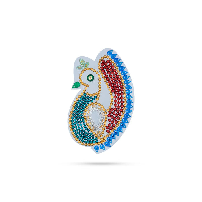 Acrylic Rangoli | Multicolour Kundan Stone Acrylic Rangoli Design/ Peacock Design Muggulu Rangoli for Home