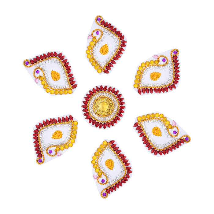 Rangoli Design | Readymade Muggulu / Kundan Stone Kolam Design / Decorative Floor Rangoli