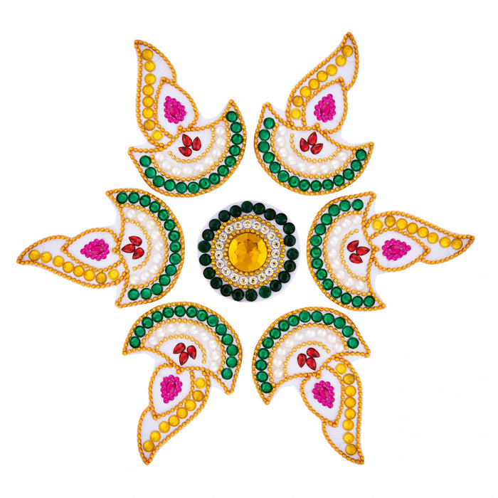 Acrylic Rangoli Design | Deep Design Kundan Rangoli/ Muggulu Rangoli for Home Decor