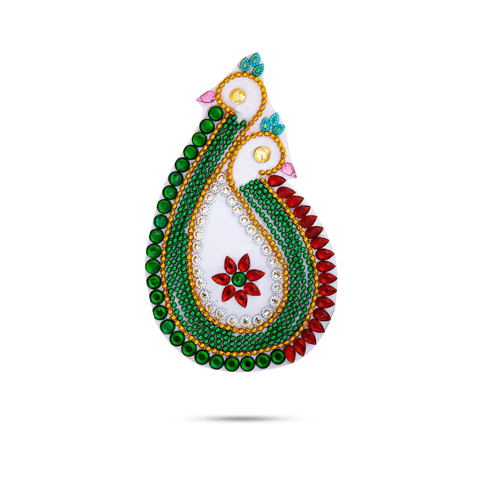 Rangoli Design | Peacock Design Muggulu/ Readymade Kundan Stone Kolam Design for Home Decor