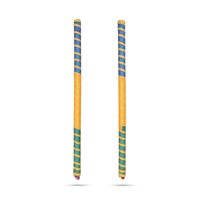 Dandiya Sticks Pair - 12 Inches | Wooden Kolattam Sticks/ Dandiya Dance Stick for Navratri/ Assorted Colour