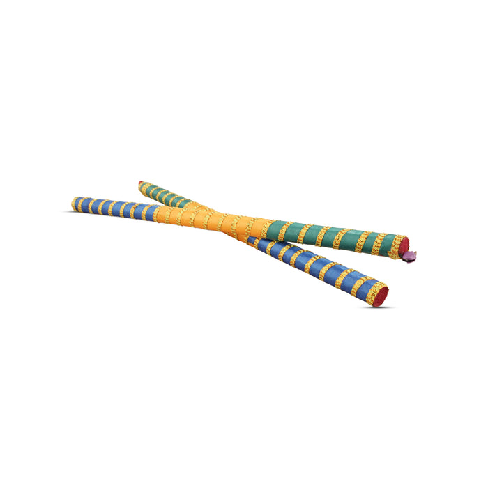 Dandiya Sticks Pair - 12 Inches | Wooden Kolattam Sticks/ Dandiya Dance Stick for Navratri/ Assorted Colour