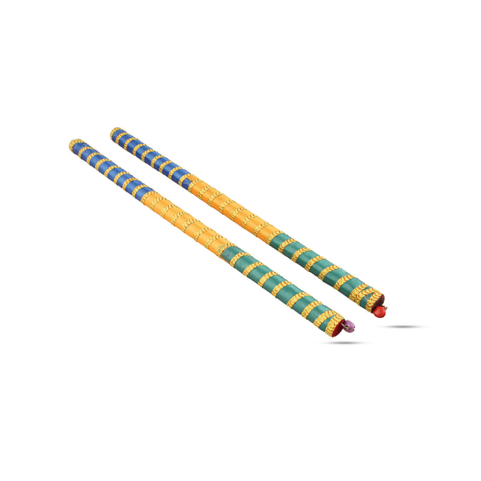 Dandiya Sticks Pair - 12 Inches | Wooden Kolattam Sticks/ Dandiya Dance Stick for Navratri/ Assorted Colour