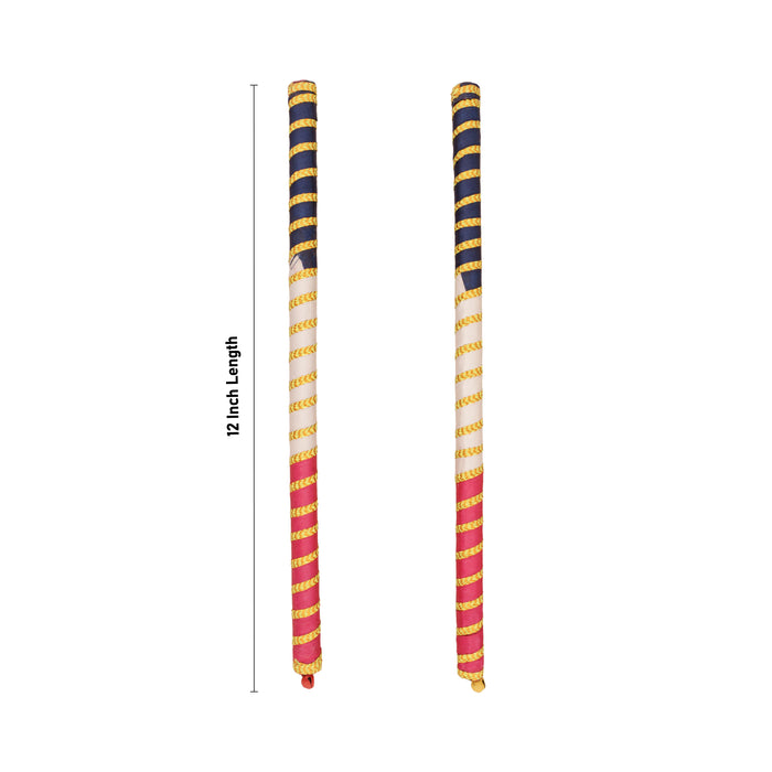 Dandiya Sticks Pair - 12 Inches | Wooden Kolattam Sticks/ Dandiya Dance Stick for Navratri/ Assorted Colour