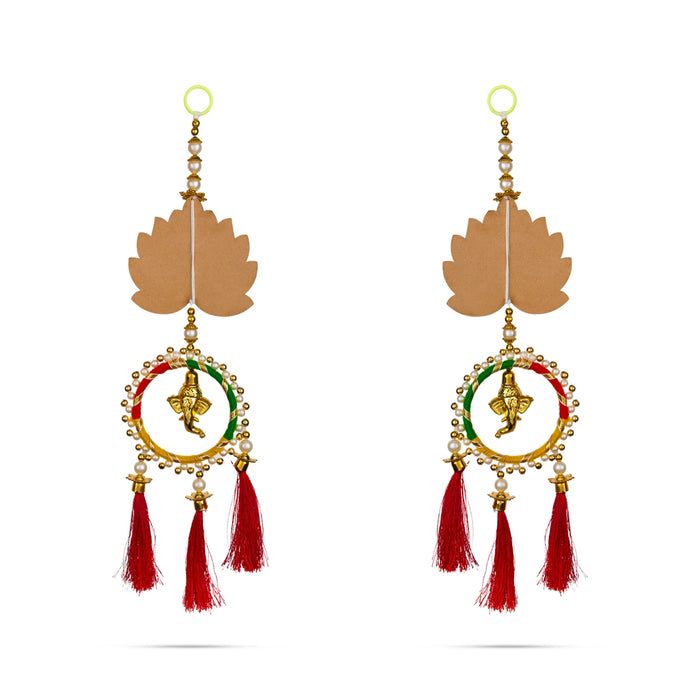 Ganesha Wall Hanging Pair - 15 Inches| Ganapati with Lotus Wall Decor/ Hanging latkan