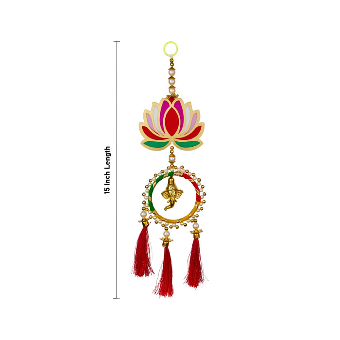 Ganesha Wall Hanging Pair - 15 Inches| Ganapati with Lotus Wall Decor/ Hanging latkan