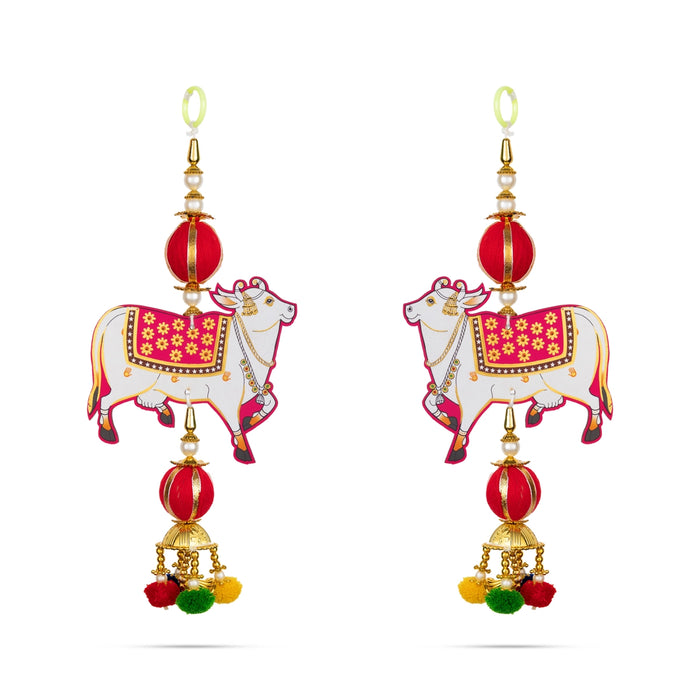 Hanging Pair - 10 Inches | Cow Design Hanging Latkan/ Decorative Wall Hanger for Home