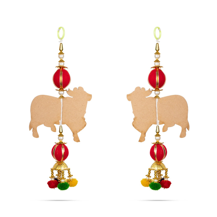 Hanging Pair - 10 Inches | Cow Design Hanging Latkan/ Decorative Wall Hanger for Home