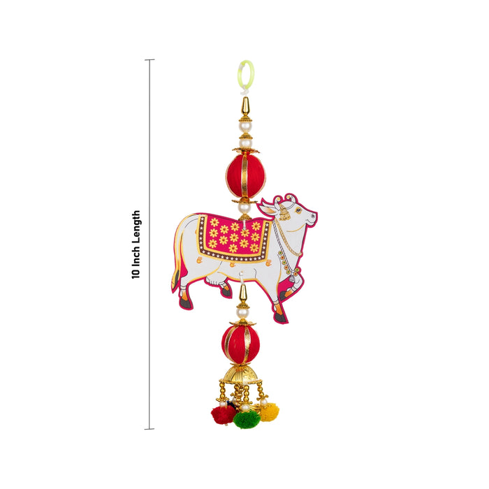 Hanging Pair - 10 Inches | Cow Design Hanging Latkan/ Decorative Wall Hanger for Home