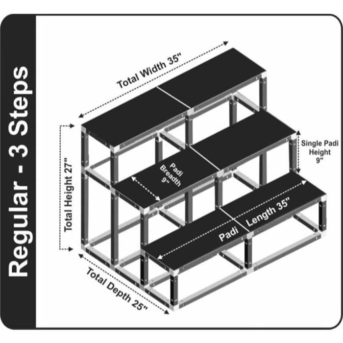 Giri Plastic Golu Padi - 3R | 3 Regular Golu Stand/ Multi Purpose Navratri Golu Rack/ 27 x 35 x 25 Inches