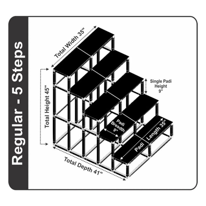 Giri Plastic Golu Padi - 5R | 5 Regular Golu Stand/ Multi Purpose Navratri Golu Rack/ 45 x 35 x 41 Inches