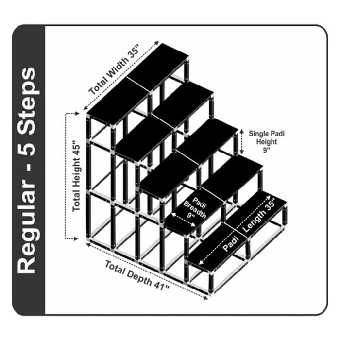 Giri Plastic Golu Padi - 5R | 5 Regular Golu Stand/ Multi Purpose Navratri Golu Rack/ 45 x 35 x 41 Inches