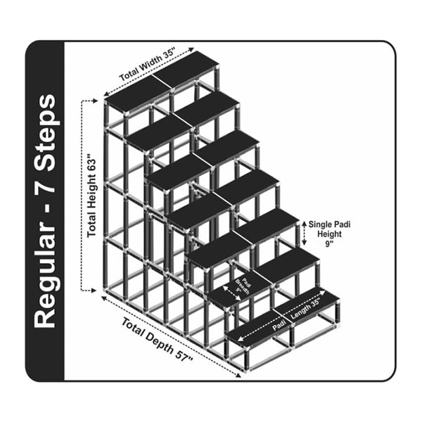 Giri Plastic Golu Padi - 7R | 7 Regular Golu Stand/ Multi Purpose Navratri Golu Rack/ 63 x 35 x 57 Inches