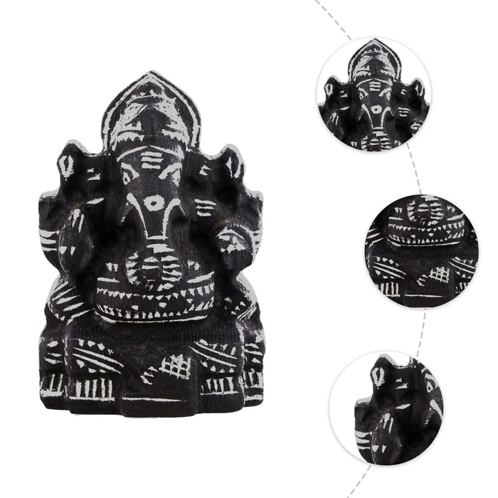 Vinayagar Sitting on Base Murti - 7 x 2 Inches | Soft Stone Ganesha Idol/ Ganpati Statue For Home