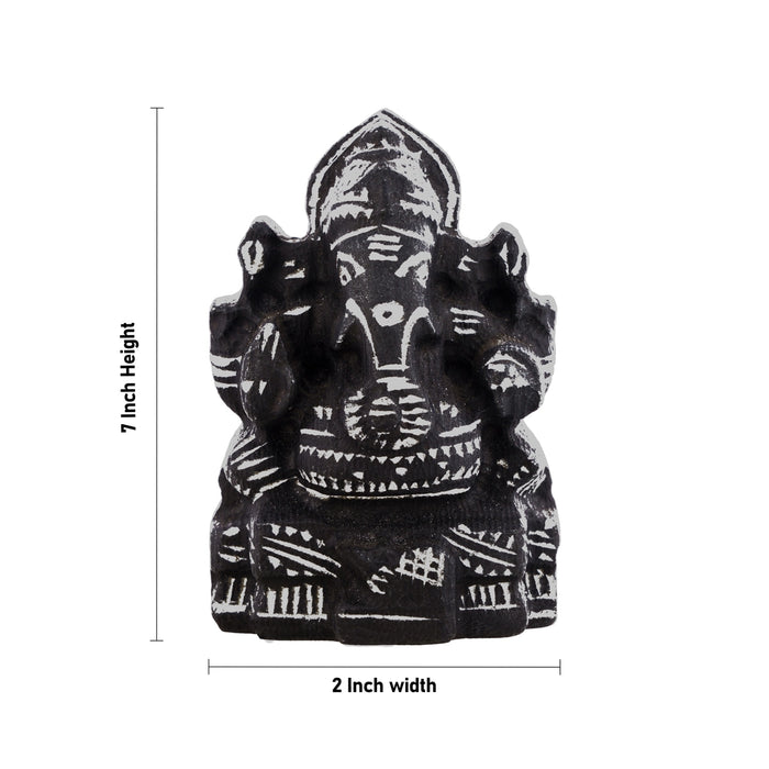 Vinayagar Sitting on Base Murti - 7 x 2 Inches | Soft Stone Ganesha Idol/ Ganpati Statue For Home