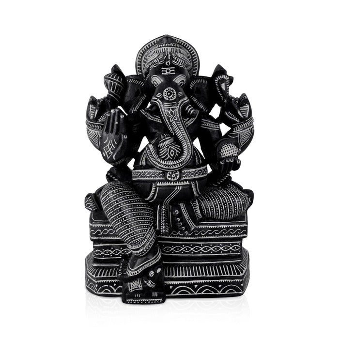 Ganapati Idol - 11 x 8 Inches | Vinayaka Statue/ Soft Stone Ganesha Statue for Pooja