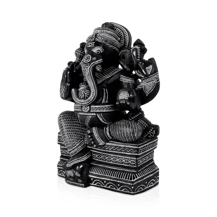 Ganapati Idol - 11 x 8 Inches | Vinayaka Statue/ Soft Stone Ganesha Statue for Pooja