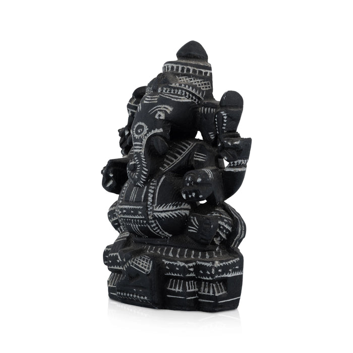 Ganesha Sitting on Base Murti - 5.5 x 3.75 Inches | Soft Stone Ganpati Idol/ Vinayagar Statue For Pooja