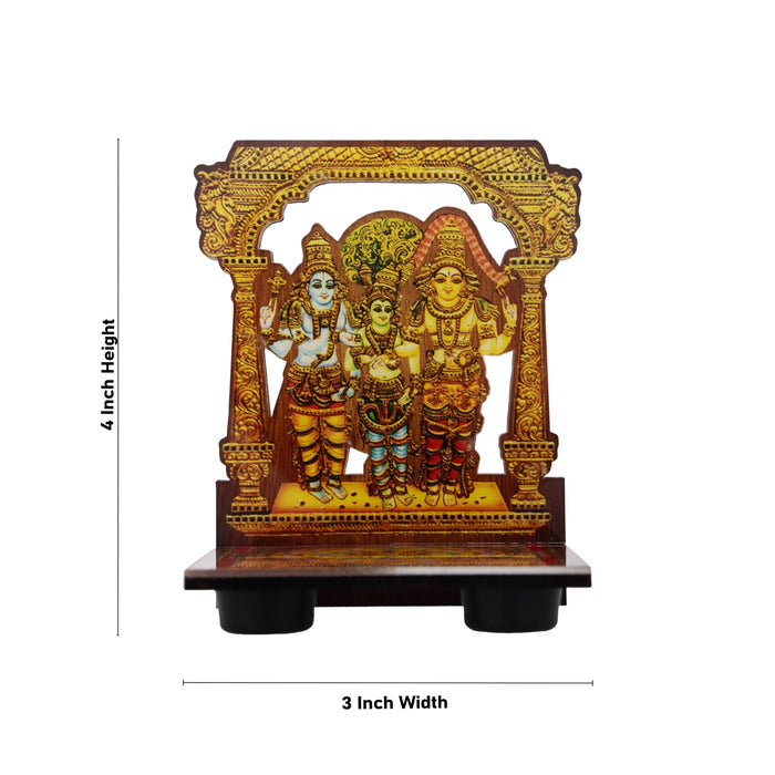Sri Chakra Design Manai Palagai With Meenakshi Kalyanam Photo Frame - 4 x 3 Inches | Bajot With Picture Frame