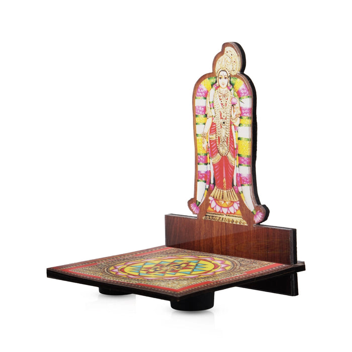 Sri Chakra Design Manai Palagai With Andal Photo Frame - 4 x 3 Inches | Deep Stand for Pooja
