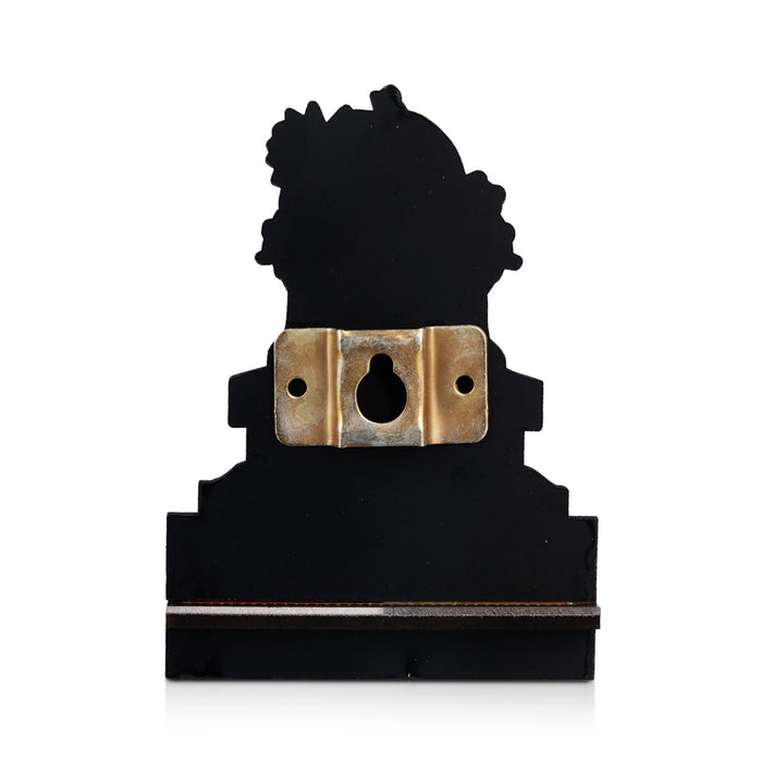 Sri Chakra Design Manai Palagai With Kamatchi Photo Frame - 4 x 3 Inches | Bajot With Picture Frame for Pooja