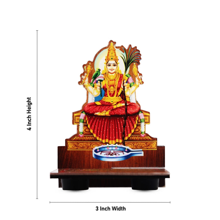 Sri Chakra Design Manai Palagai With Kamatchi Photo Frame - 4 x 3 Inches | Bajot With Picture Frame for Pooja