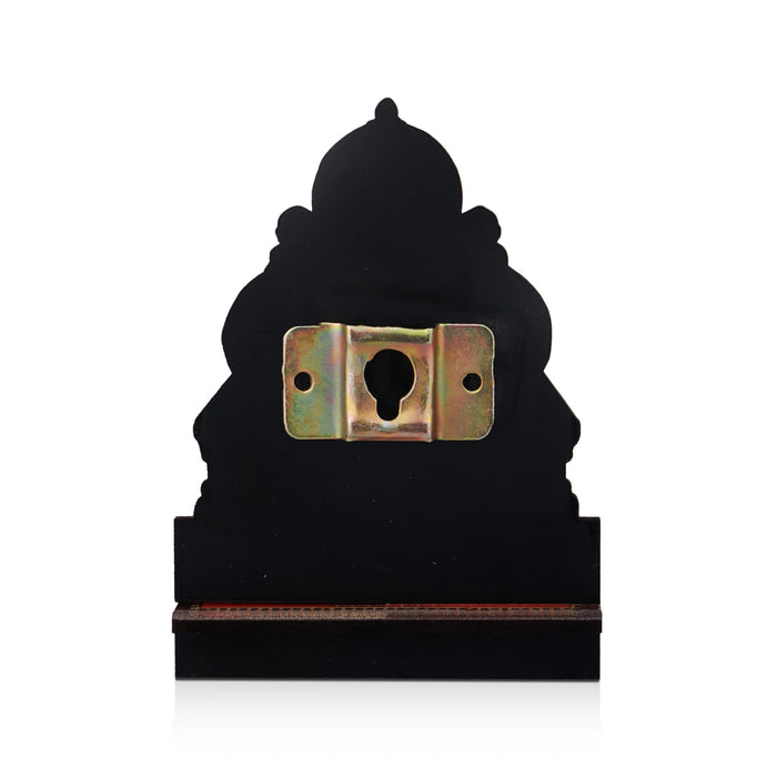 Sri Chakra Design Manai Palagai With Lakshmi Photo Frame - 4 x 3 Inches | Bajot With Picture Frame for Pooja