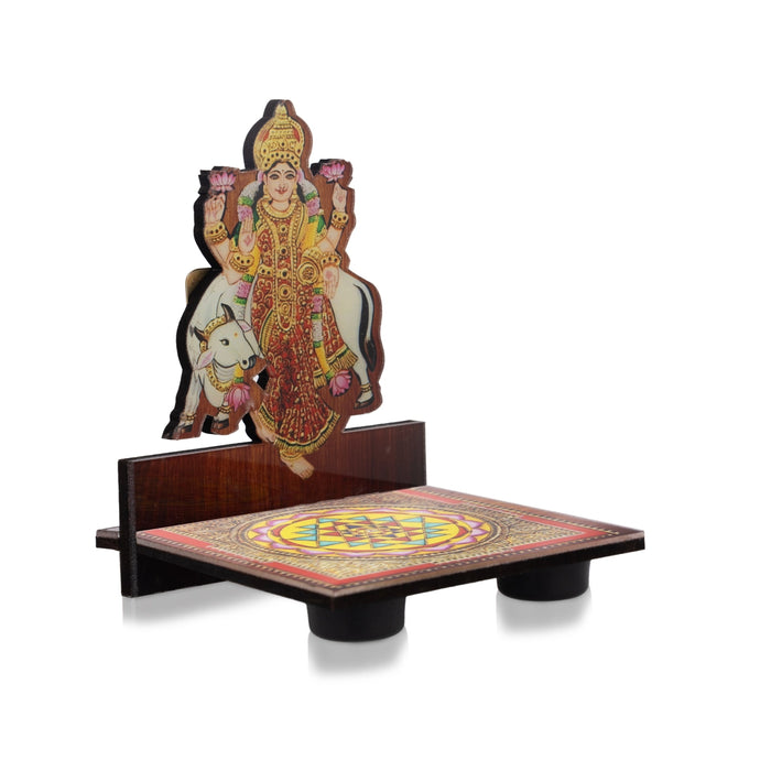 Sri Chakra Design Manai Palagai With Vastu Lakshmi Photo Frame - 4 x 3 Inches | Bajot With Picture Frame