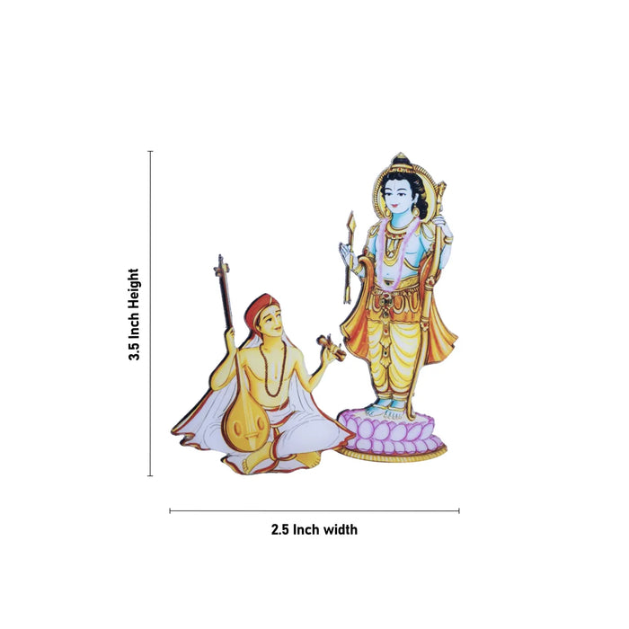 Rama Idol With Tyagaraja Fridge Magnet - 3.5 X 2.5 Inches | Picture Magnet/ Ramar Statue Photo Magnet For Home