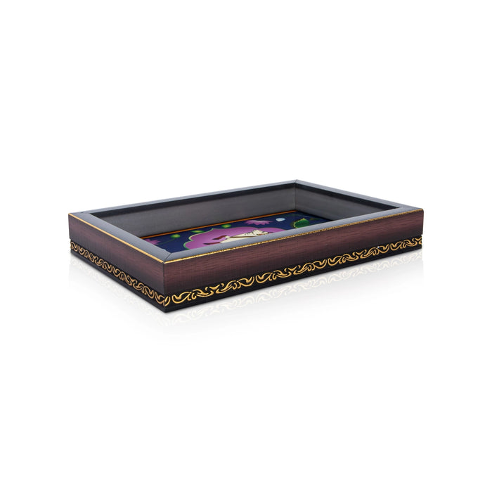 Pooja Tray - 1.5 x 9.5 Inches | Decorative Serving Plate / Wooden Plate For Home Decor