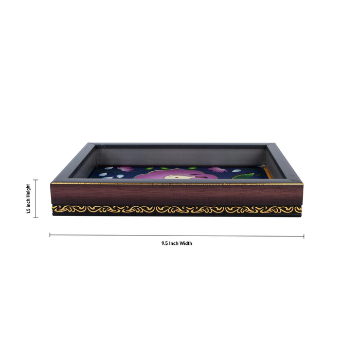 Pooja Tray - 1.5 x 9.5 Inches | Decorative Serving Plate / Wooden Plate For Home Decor