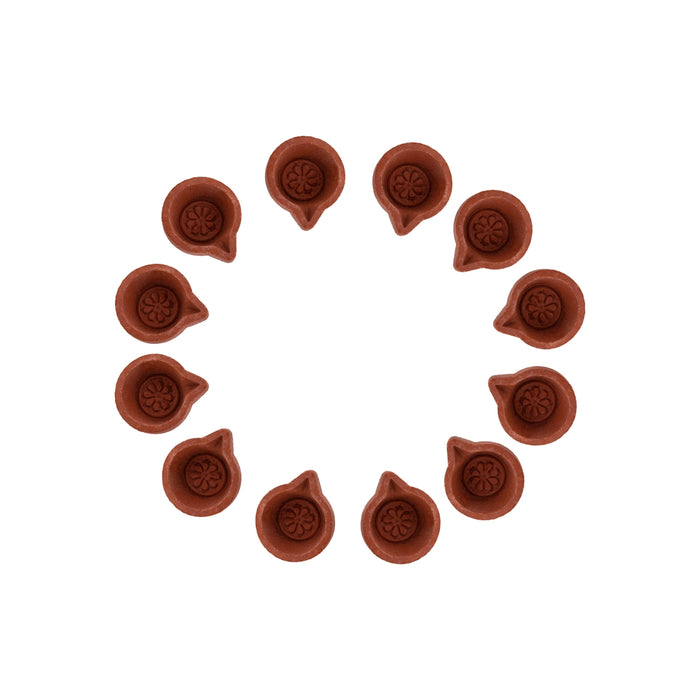 Agal Vilakku - 1.75 x 1.25 Inches | 12 Pcs/ Clay Deepam/ Clay Diya/ Oil Lamp for Pooja & Home Decor