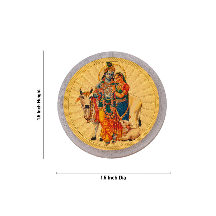 Cow Radha Krishna Murti Design Fridge Magnet - 1.5 X 1.5 Inches | Picture Magnet/ Photo Magnet For Home