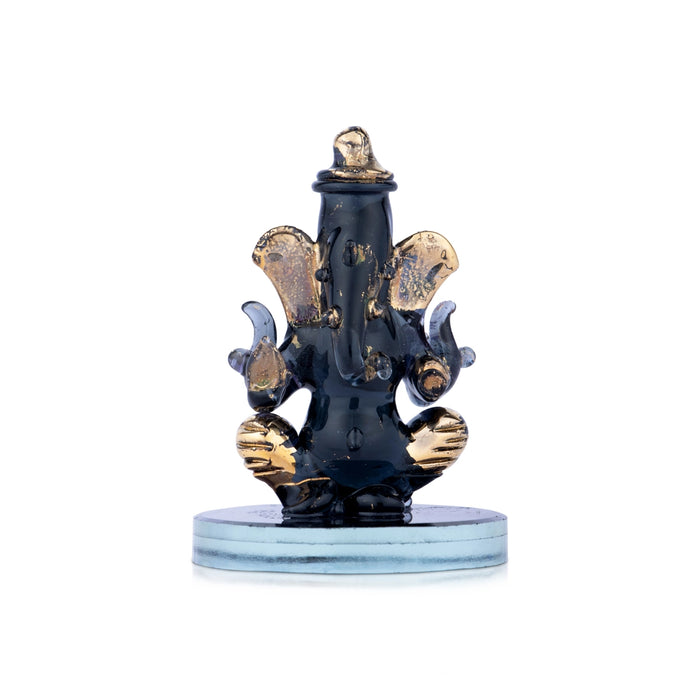 Ganesha Sitting on Base Murti - 3 x 1.5 Inches | Crystal Vinayagar Idol/ Ganpati Statue For Decoration