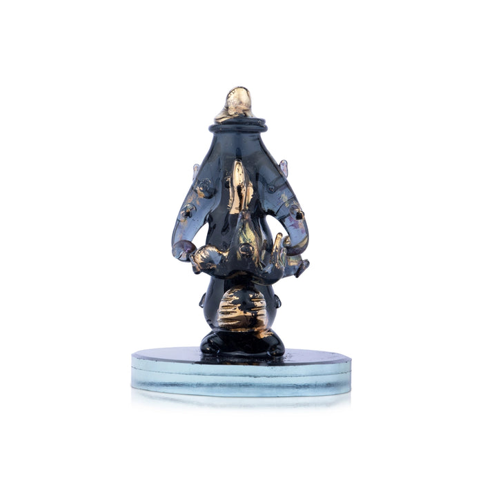 Ganesha Sitting on Base Murti - 3 x 1.5 Inches | Crystal Vinayagar Idol/ Ganpati Statue For Decoration