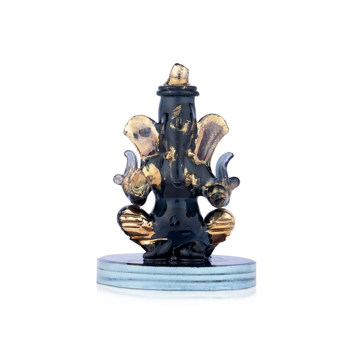 Ganesha Sitting on Base Murti - 3 x 1.5 Inches | Crystal Vinayagar Idol/ Ganpati Statue For Decoration