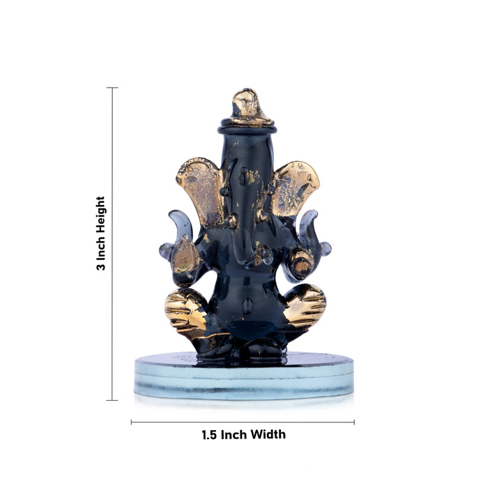 Ganesha Sitting on Base Murti - 3 x 1.5 Inches | Crystal Vinayagar Idol/ Ganpati Statue For Decoration