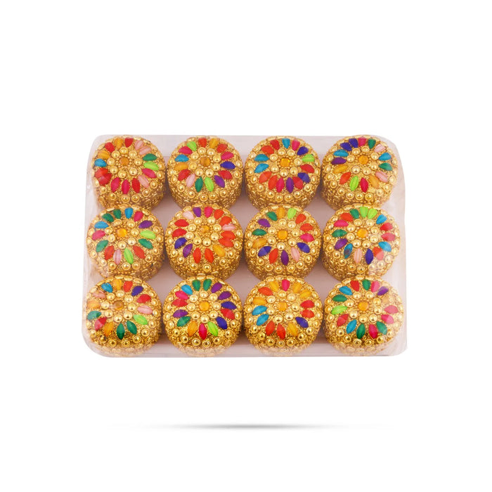 Kumkum Box - 2 X 1 Inches | 12 Pcs / Fancy Sindoor Box/ Kumkum Holder/ Decorative Pooja Dabbi