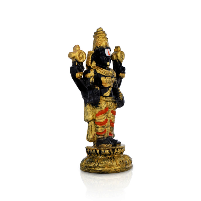 Balaji Standing On Base Murti - 5 x 2.5 Inches | Resin Perumal Idol/ Srinivasa Statue For Car Decor - Resin / Fiber / Marble Dust Murties | Giri USA