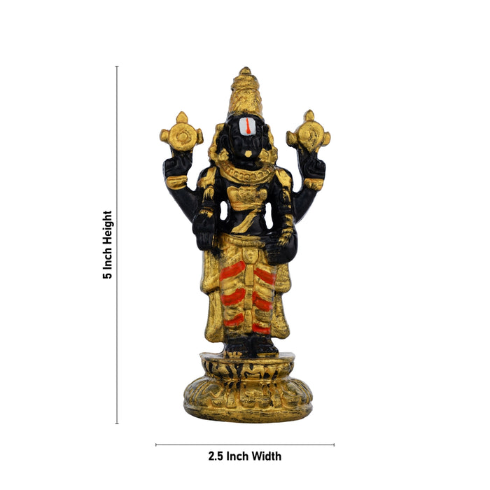 Balaji Standing On Base Murti - 5 x 2.5 Inches | Resin Perumal Idol/ Srinivasa Statue For Car Decor - Resin / Fiber / Marble Dust Murties | Giri USA